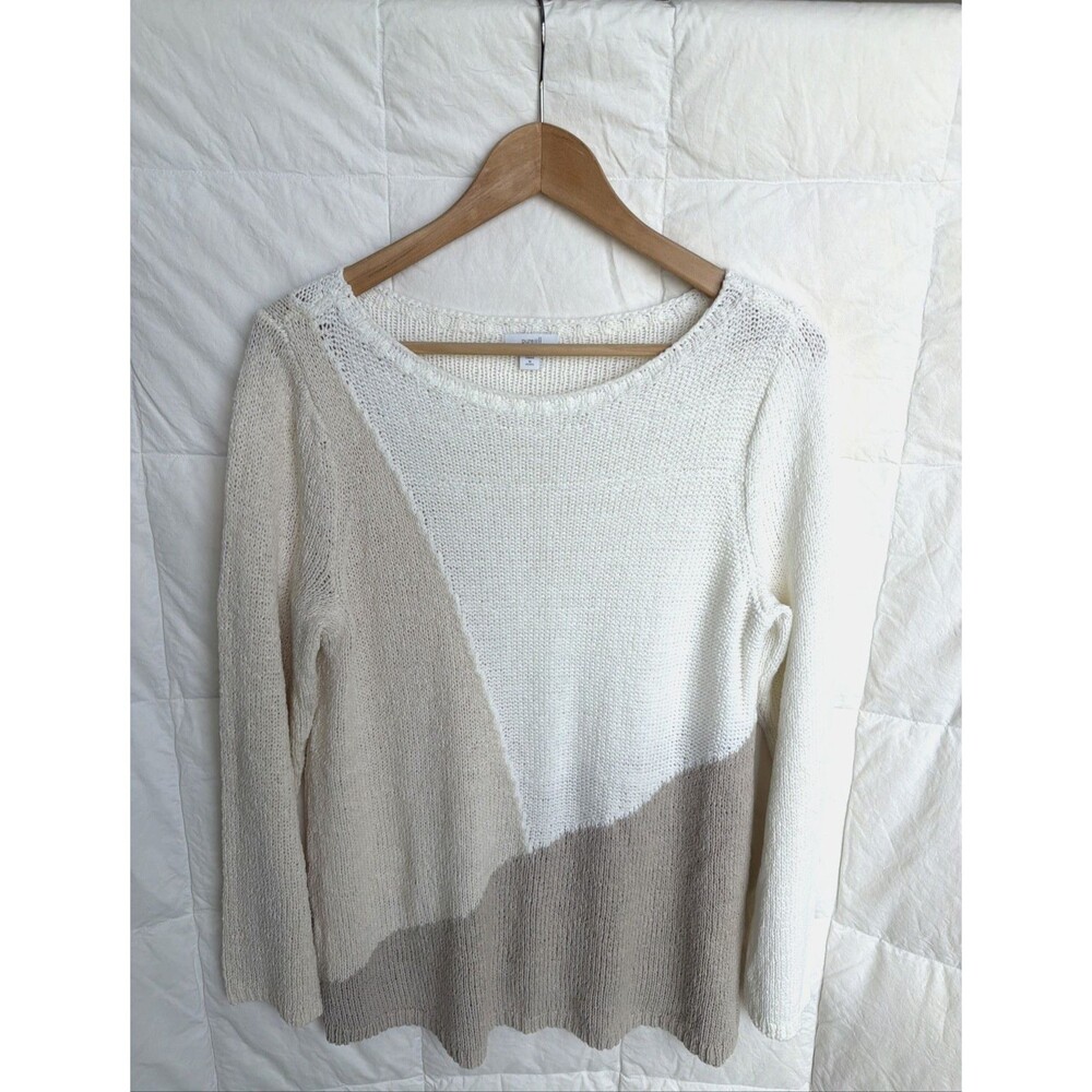 J.Jill Pure Jill Womens Color Block Neutral Sweater Sz. Medium Minimalist Tunic